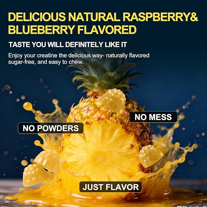 Health4All Creatine Monohydrate Gummies 5g for Men &amp Women Creatine Gummy for Strength Energy &amp Muscle Growth Support Pre-Workout Supplement - Pineapple 120 Gummy