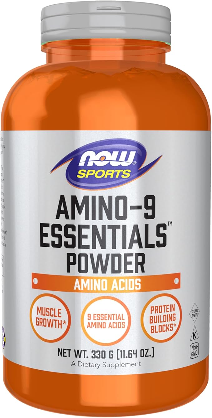 NOW Sports Nutrition Amino-9 Essentials™ Powder Enhanced Protein Synthesis Amino Acids 330-Grams