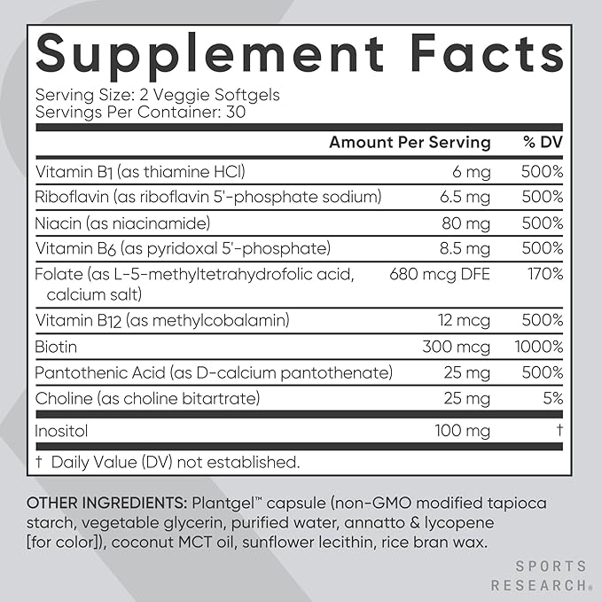 Sports Research Vitamin B-Complex - Full Spectrum of B Vitamins (Plant-Based Vegan-Friendly) Triple Strength Omega 3 Fish Oil &amp Plant Based Vitamin K2 MK7 + Vegan D3 5000iu