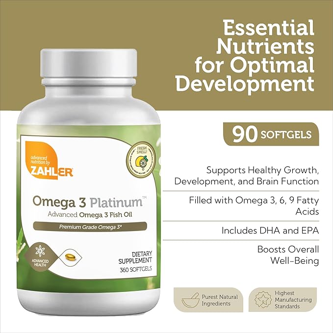 Zahler Omega 3 Fish Oil - Omega 3 Supplements with Fatty Acids 600 mg EPA and 400 mg DHA - Supplements Derived from Kosher Tuna - Supports Brain &amp Heart Health (360 Softgels)