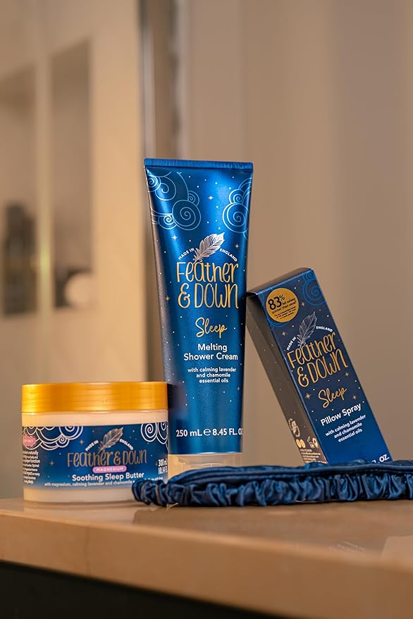 Feather &amp Down 300ml Magnesium Soothing Sleep Butter Enriched with Magnesium Calming Lavender &amp Chamomile Essential Oils to aid Sleep Vegan &amp Cruelty Free
