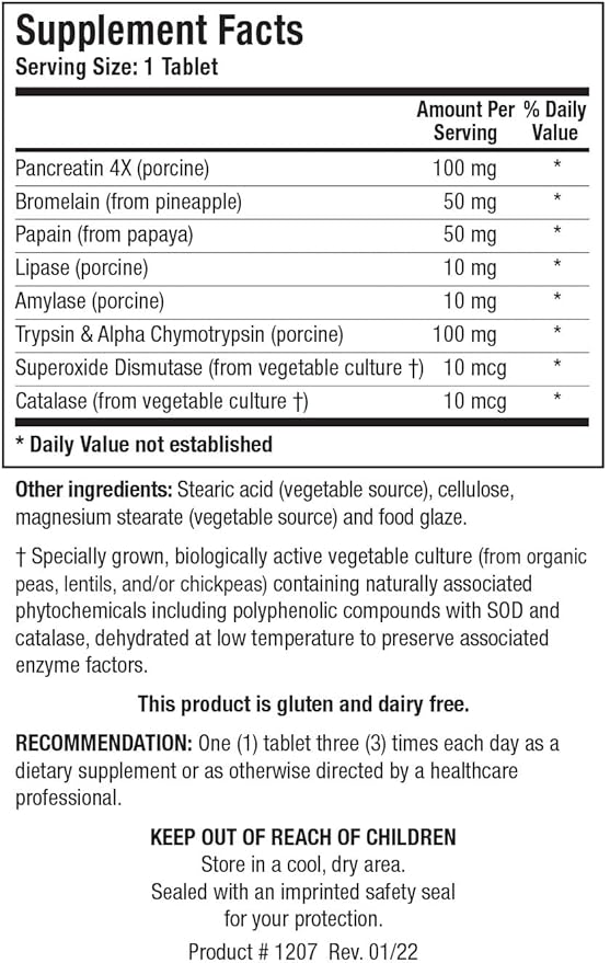 Biotics Research Intenzyme Forte™ Proteolytic Pancreatic Enzymes Pancreatin Bromelain Papain Lipase Amylase–Supplement Supports Healthy Protein Digestion–Immune &amp Circulatory Function 50 Tabl