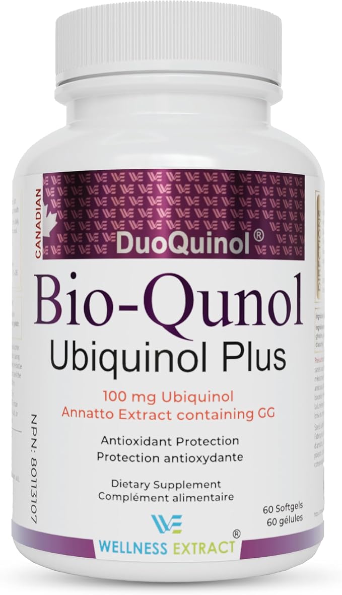 WELLNESS EXTRACT BioQuinol Ubiquinol (CoQ10) with Geranylgeraniol – Master Antioxidant for Heart Health Cellular Energy 150mg 60 Softgels
