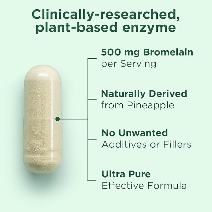 Yuve High Potency Bromelain 500mg 2400GDU Digestive Enzymes - Gut &amp Joint Health from Pineapple - Helps Digesting Proteins - Plant-Based Non-GMO 3rd Party Tested - 120 Capsules