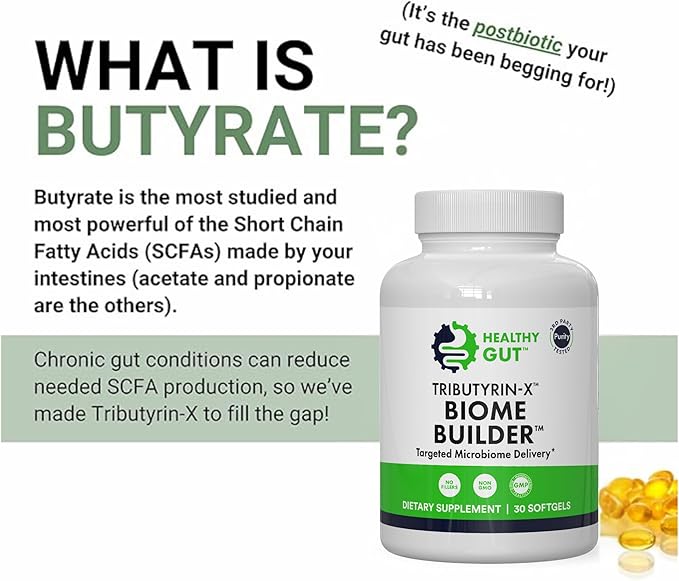 Healthy Gut Tributyrin-X Biome Builder 30 Softgels and Magnesium-HP 60 Capsules