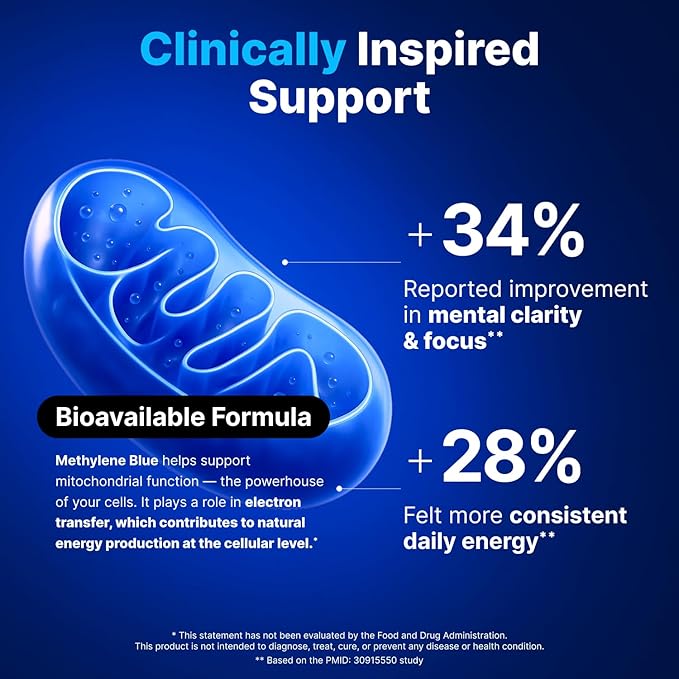 Ultimate Methylene Blue Capsules 20mg - Memory Supplement for Brain Focus Fuel | Blue Methylene Pharmaceutical Grade - Energy and Focus Supplement | Energy Pills | 120 Servings