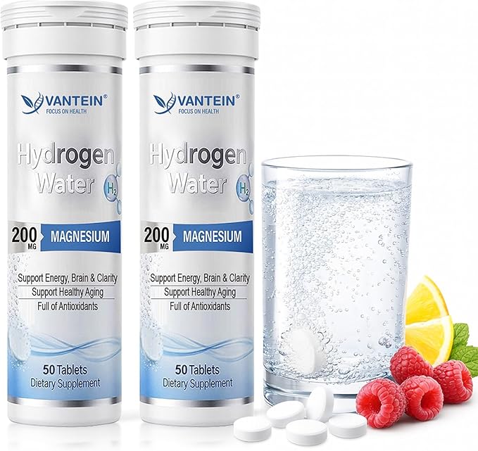 H2 Molecular Hydrogen Tablets with Magnesium - 100 Tablets Hydrogen Water Tablets for Athletic Recovery Energy &amp Cellular Health – Lemon &amp Raspberry Variety