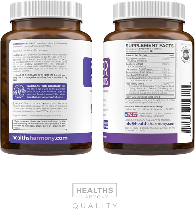 Antioxidants &amp Black Seed Oil (1-Month Supply) Super Antioxidant Supplement with Acai Berry Goji Berry Pomegranate &amp Trans Resveratrol (120 Capsules) &amp Black Seed Oil (Non-GMO &amp Vega