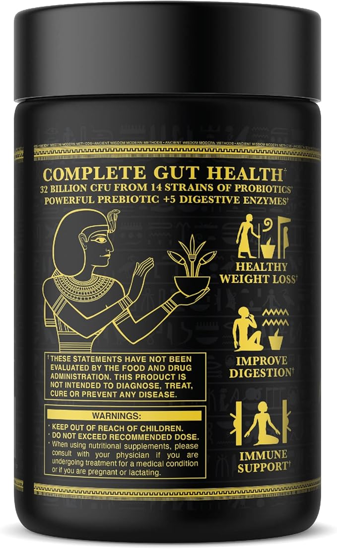 Ambrosia Flora Digestive Enzymes with Probiotics and Prebiotics Plant Based Gut Health Supplement 32 Billion CFU Vegan Probiotic for Digestive Health (30 Servings)