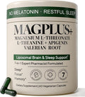 Magnesium L-Threonate with Apigenin Valerian Root &amp L-Theanine – No Melatonin Restful Sleep &amp Brain Supplement – Clinically Studied 7-Ingredient Formula – Memory &amp Focus – 60 Capsules