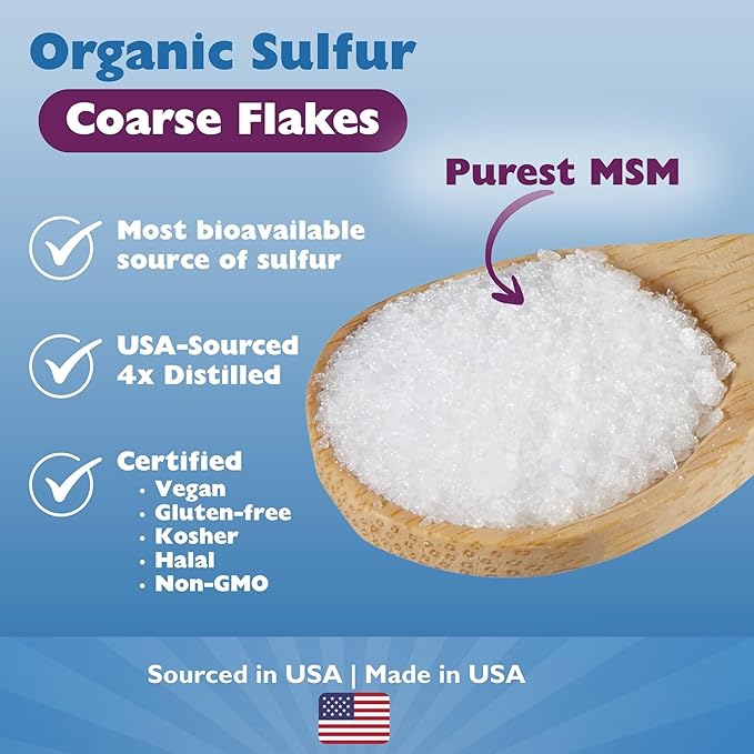 KALA HEALTH MSMPure Coarse MSM Powder Flakes – US-Made MSM for Joint Health Skin Appearance and Hair &amp Nail Support – 1 lb Organic Sulfur