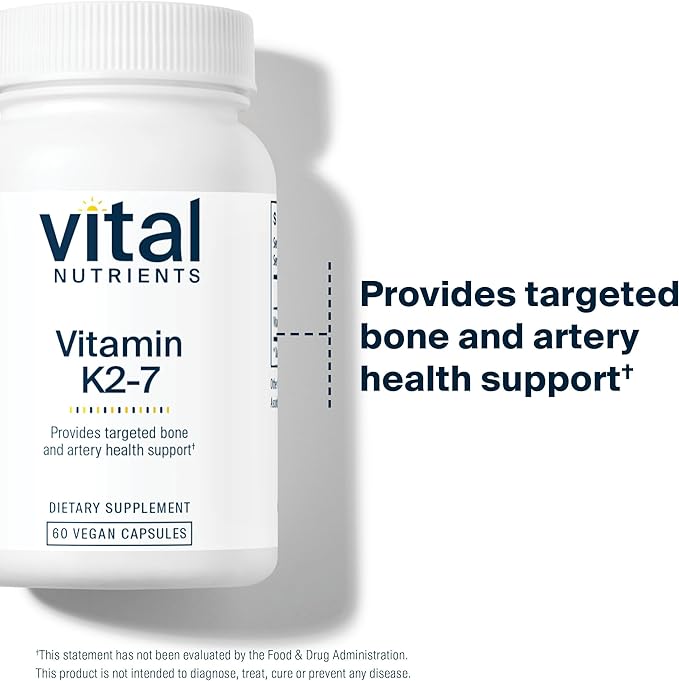 Vital Nutrients Vitamin K2-7 - Promotes Cardiovascular Heart Bone Health* - Vitamin K2 + MK7 - Vegan Supplement - Gluten Dairy Soy Free - Non-GMO - 60 Capsules