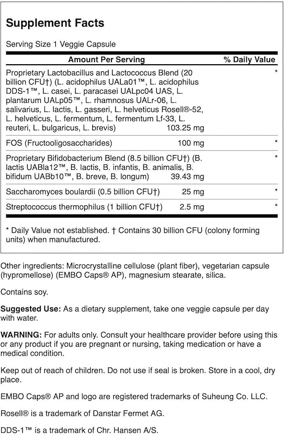 Swanson Ultra Probiotic Complex 30 Billion Cfu 60 Veg Capsules (2 Pack)