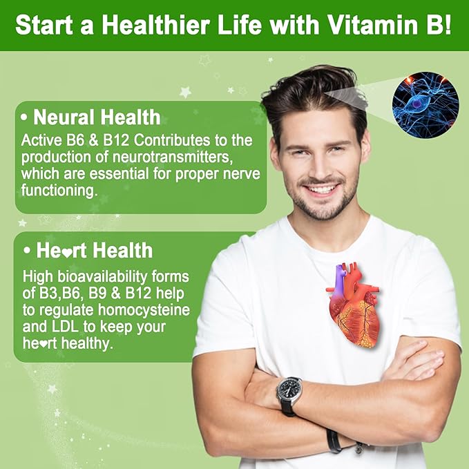 Sugar Free Vitamin B Complex with Methyl B12 MethylFolate B6 B1 B2 B3 Fast Dissolve Highly Bioavailable Methylated B Complex Supplement for Energy Levels Neural System Vegan180 Tablets