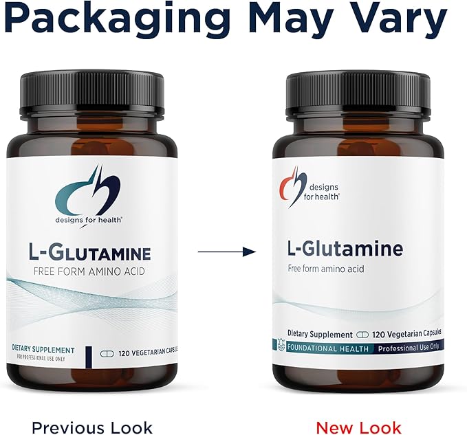 Designs for Health L Glutamine Capsules - 850mg Vegetarian Amino Acids Supplement to Support Muscle Recovery Digestive Immune + Gut Health - Non-GMO + Gluten Free (120 Capsules)
