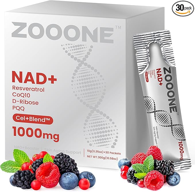 zooone NAD+ Supplement with Resveratrol Liquid Designed to Help Support Absorption 1000mg NMNH Supplement Alternative for Anti-Aging Boost Energy Support Cellular 30 Pockets