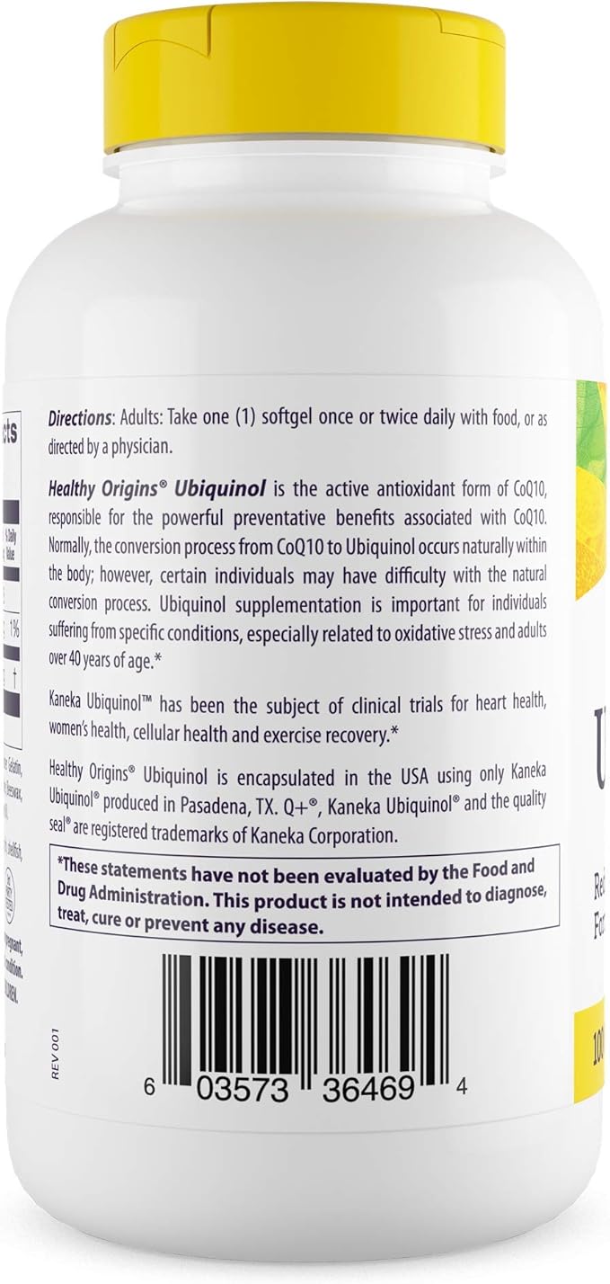 Healthy Origins Ubiquinol 100 mg (Kaneka QH Non-GMO Gluten Free Heart Support Energy Support) 150 Softgels