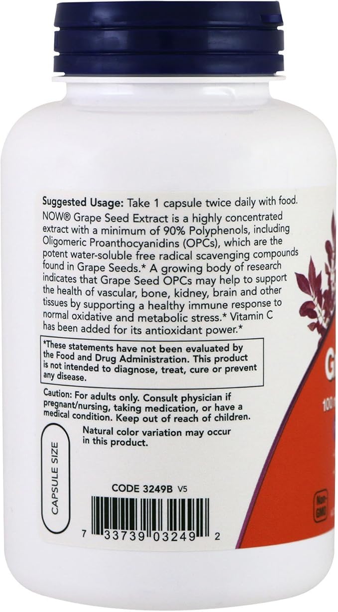Now Foods Grape Seed Anti 100mg 200 Vcaps