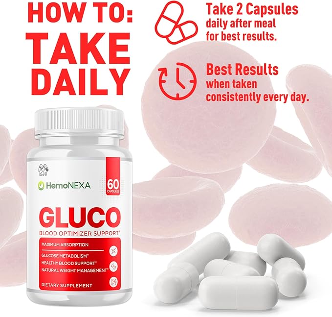 HemoNexa Capsules Official Hemo Nexa Blood Health Support Pills with All Natural Ingredients Advanced Health &amp Wellness Support Formula with Max Strength Vitamins for Women &amp Men (60 Capsule