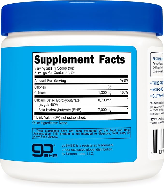 Nutricost Calcium BHB (250g) Unflavored - Calcium Ketone Salt - Non-GMO Gluten-Free