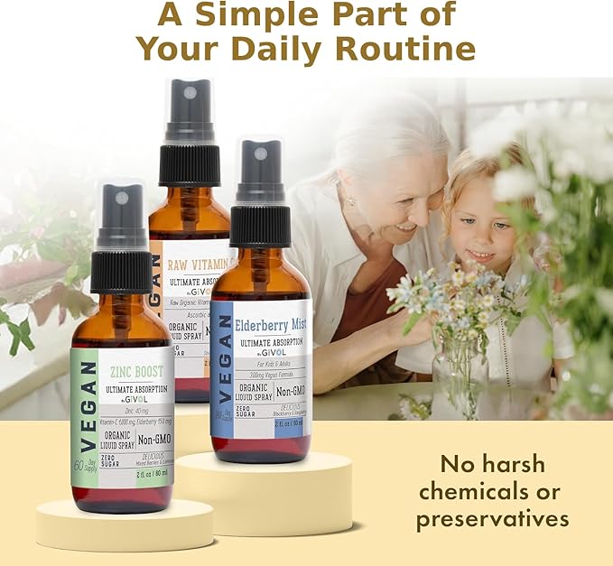 Liquid Vitamins (Pack of 3) Sambucus Nigra Elderberry Mist Zinc Boost Mist and Vitamin C Mist - Non-GMO Gluten-Free - 240 Days Supply - Trio Bundle