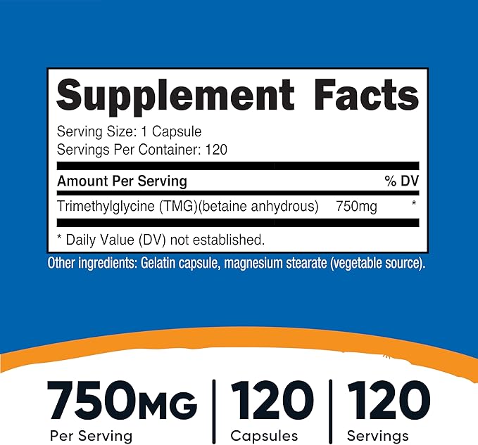 Nutricost TMG 750mg 120 Capsules (3 Bottles)