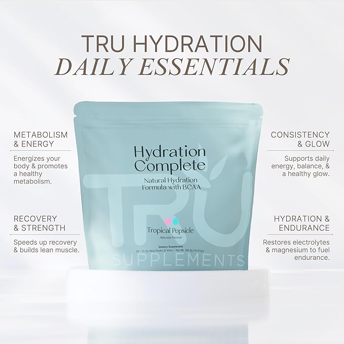 TRU Supplements Hydration Complete BCAA Tropical Popsicle + Plant Based Protein Powder Vanilla Bundle – Electrolytes L-Carnitine &amp Vegan Protein for Muscle Recovery Energy &amp Performance