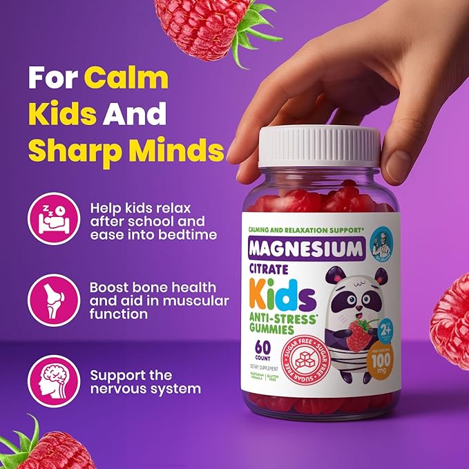 DR. MORITZ Sugar-Free Calm Magnesium Gummies for Kids and Adults - Non-GMO Magnesium Citrate Gummies - Raspberry Flavor - 3-Pack (180 Count)