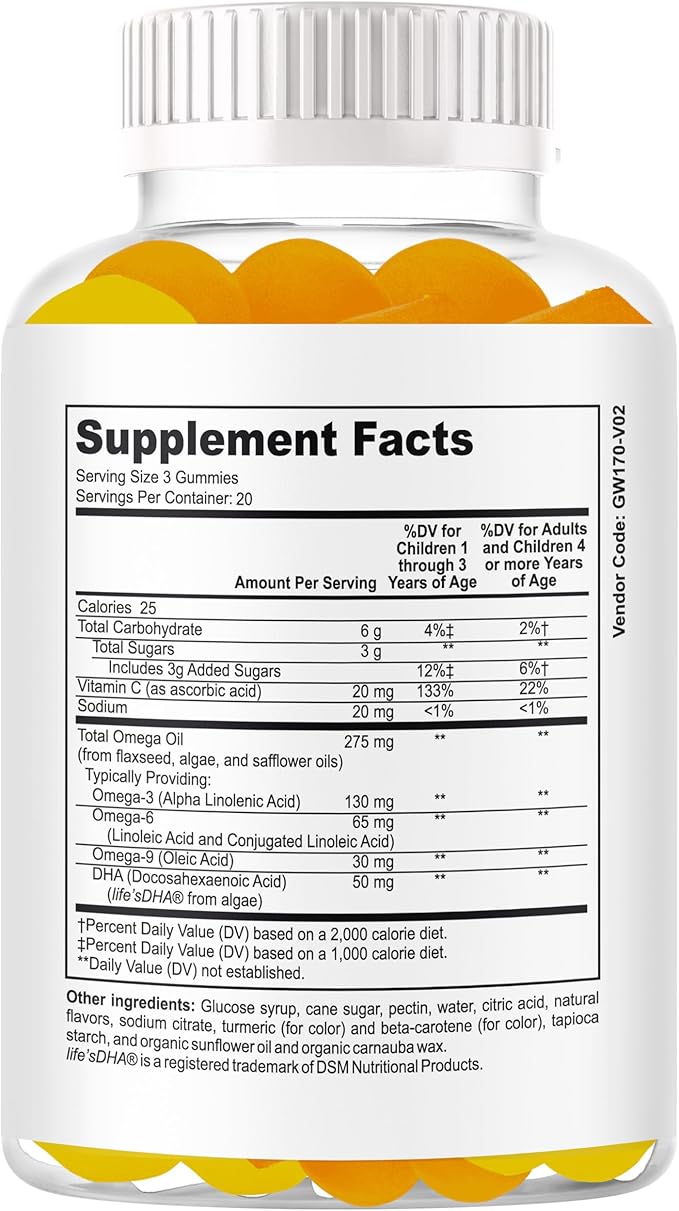 Focus First Focus First Kids Omega 3 DHA Gummies for Brain Support – Focus Supplement for Kids &amp Teens Kids Vitamin Gummies for Daily Nutrition Vegan Non-GMO Fruity Flavor 60 Gummies