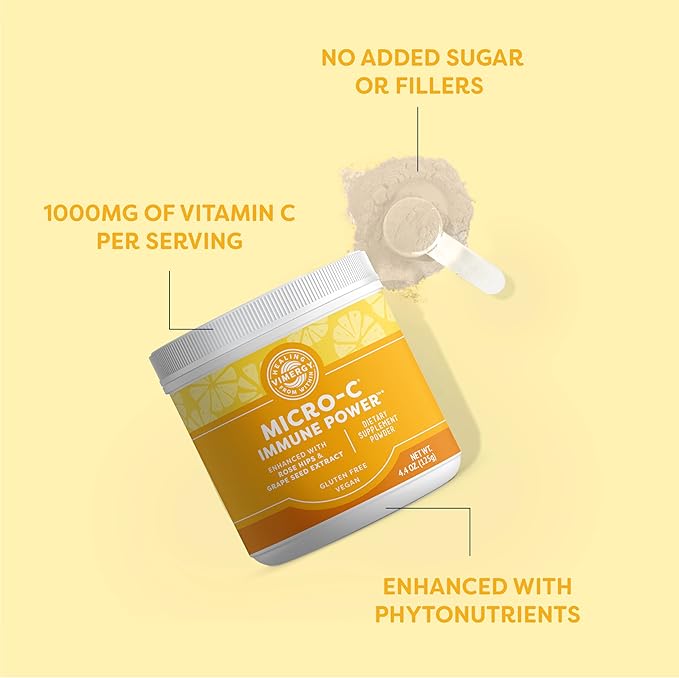 Vimergy Micro-C® Immune Power™* - Travel Size 34 2000mg Servings – Gentle Form – Antioxidant Phytonutrients – Immune &amp Nerve Support – Benefits Bone &amp Cartilage – Gluten-Free Kosher Vegan (