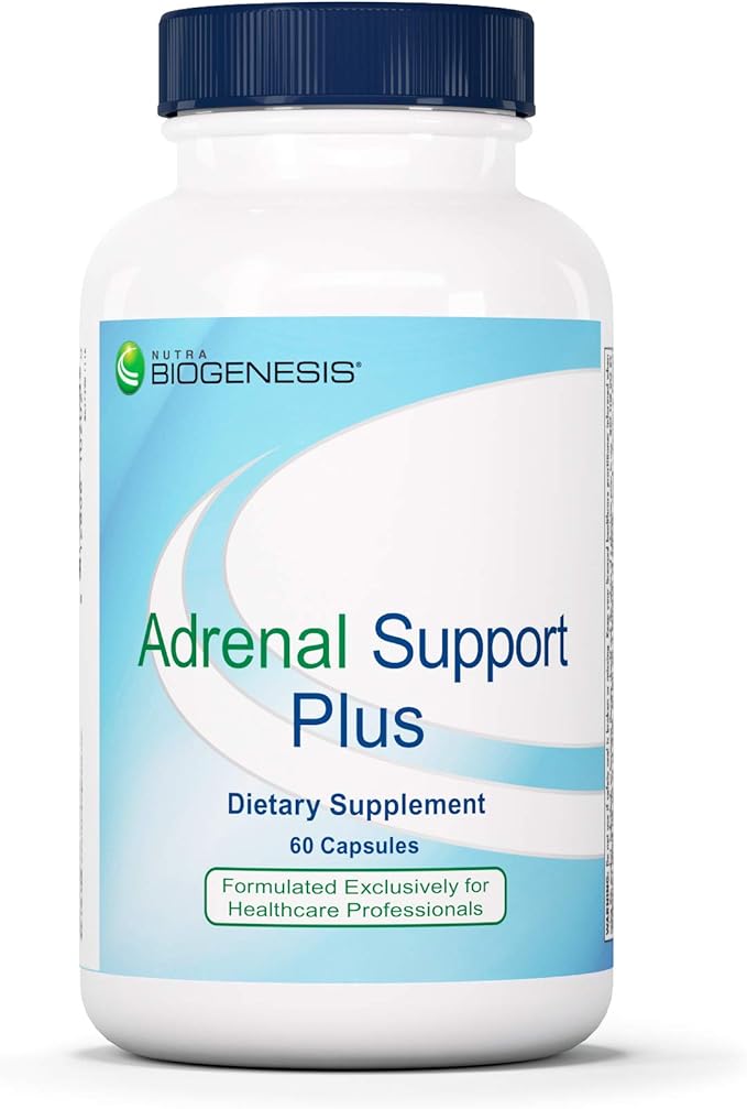Nutra Biogenesis Adrenal Support Plus - Adrenal Support Supplements for Women &amp Men Adrenal Complex with Pregnenolone DHEA &amp Herbs for Daily Calm Energy &amp Focus Support - 60 Capsules