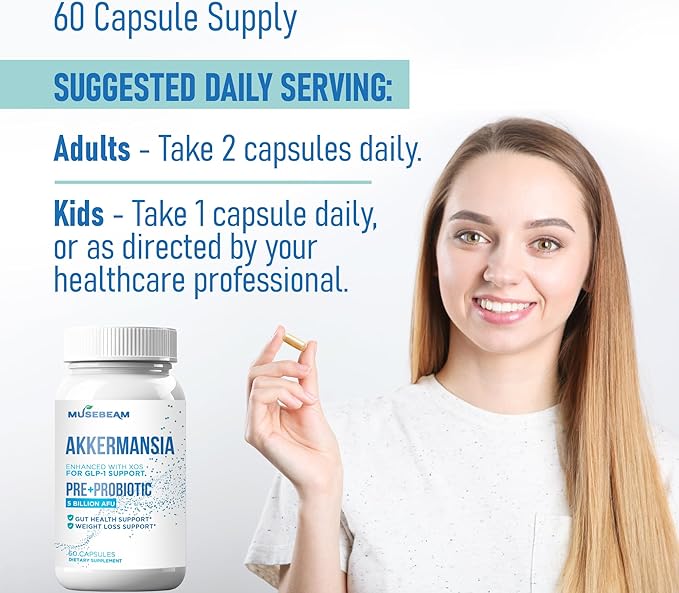 GLP-1 Support Prebiotic Probiotic Weight Loss Supplement - 5 Billion AFU Akkermansia Muciniphila with XOS - Activate Boost Natural GLP1 Support Metabolic &amp Gut Health for Men Women