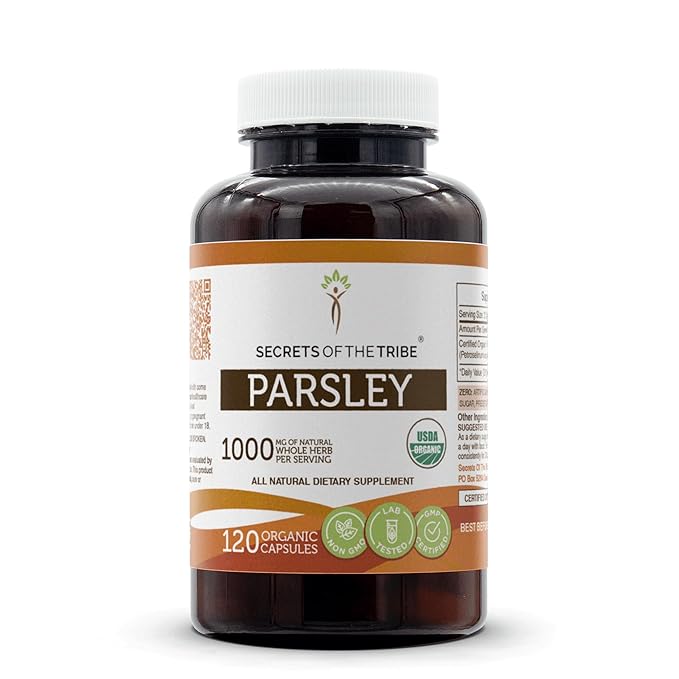 Secrets of the Tribe Parsley USDA Organic | Made with Vegetarian Capsules and Certified Organic Parsley (Petroselinum crispum) Dried Leaf (120 Capsules)