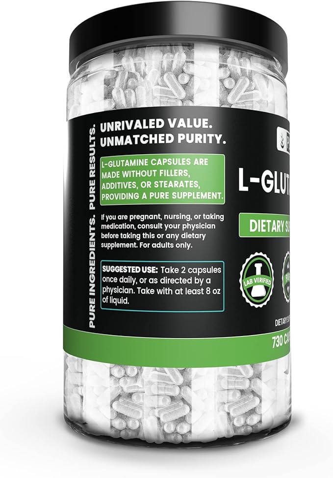 Pure Original Ingredients L-Glutamine (730 Capsules) No Magnesium Or Rice Fillers Always Pure Lab Verified