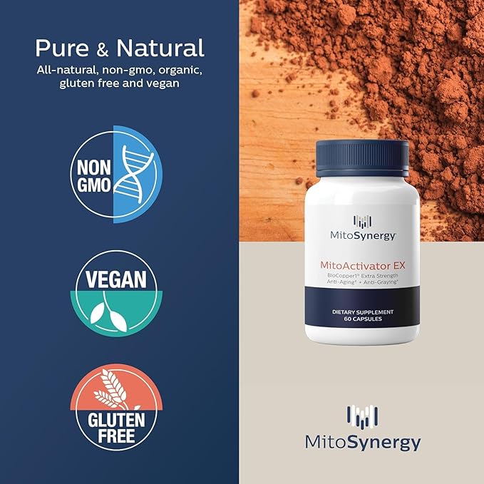 MitoActivator EX - BioCopper1 Cu1 (Cunermuspir) 0.5mg Extra Strength Bioavailable Copper - Mitochondrial NAD+ ATP Booster Anti-Aging Anti-Graying Tick Immune Support