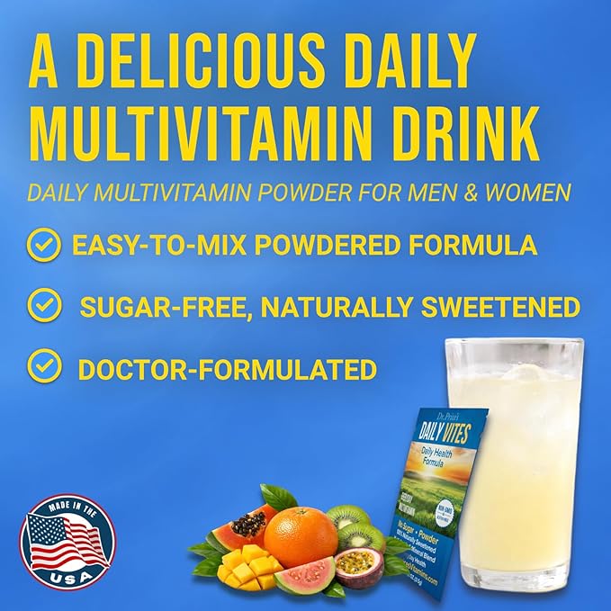 Dr. Price's Multivitamin for Women and Men | Tropical 30 Servings | Daily Supplement Powder with Vitamin C B Complex &amp Minerals | Sugar Free Drink Mix | Doctor-Formulated Made in USA Non GMO