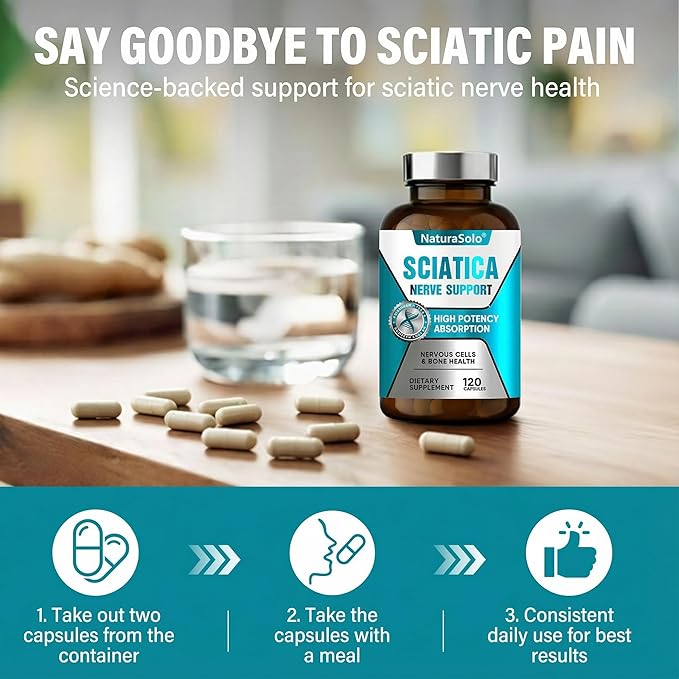 Sciatic Nerve &amp Discomfort Supplement - Nerve Savior for Neuropathy 120 Capsules Featuring Alpha Lipoic Acid 300mg &amp Vitamin B Complex for Targeted Comfort