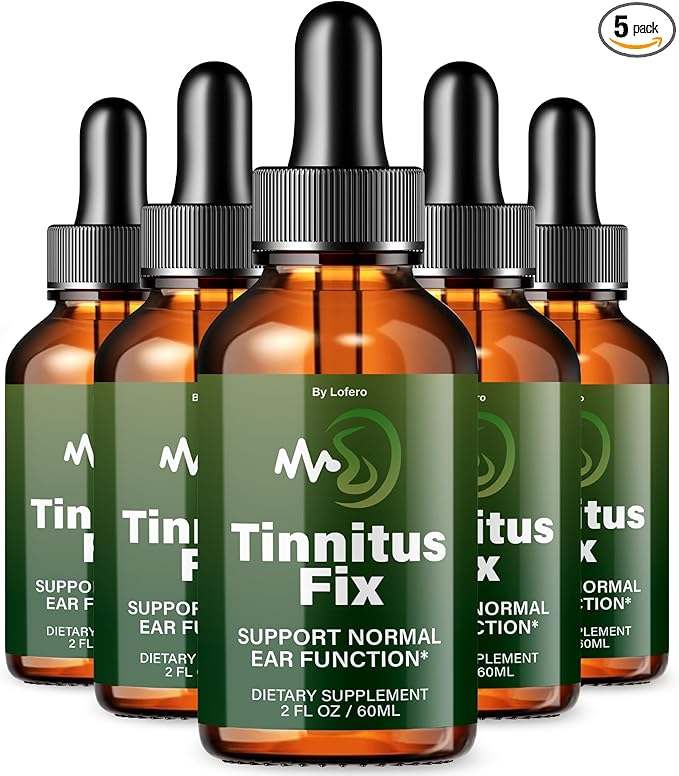 (5 Pack) Tinnitus Fix Drops TinnitusFix Liquid Supplement Premium Ear Support Formula Natural Comfort Relief Vitamins Ringing Ears Health Beauty Wellness Inner Balance Hearing Care Clarity (10 oz)