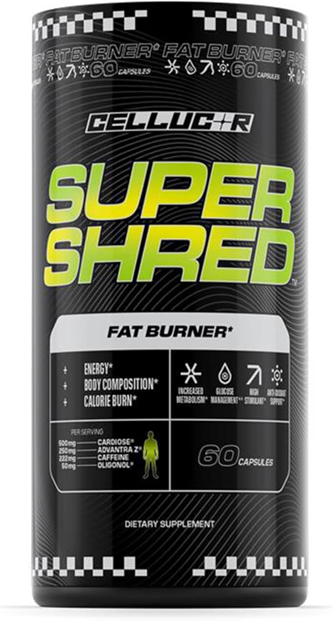 Cellucor Super Shred™ Fat Burner | Thermogenic Power &amp High Stimulant Energy | 60 Capsules