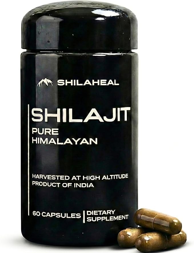 Natural Himalayan Shilajit Capsules - High Fulvic Acid &amp 85+ Trace Minerals Lab-Tested for Purity Natural Supplement for Immune Support &amp Cognitive Health 60 Vegan Capsules