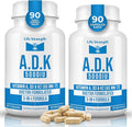 ADK Supplement (90 CT) - Physician Formulated Vitamins A1 D3 &amp K2 (as MK7) for Bone Health - Immune System Support - Gluten Free Soy Free Non-GMO - Pack of 2