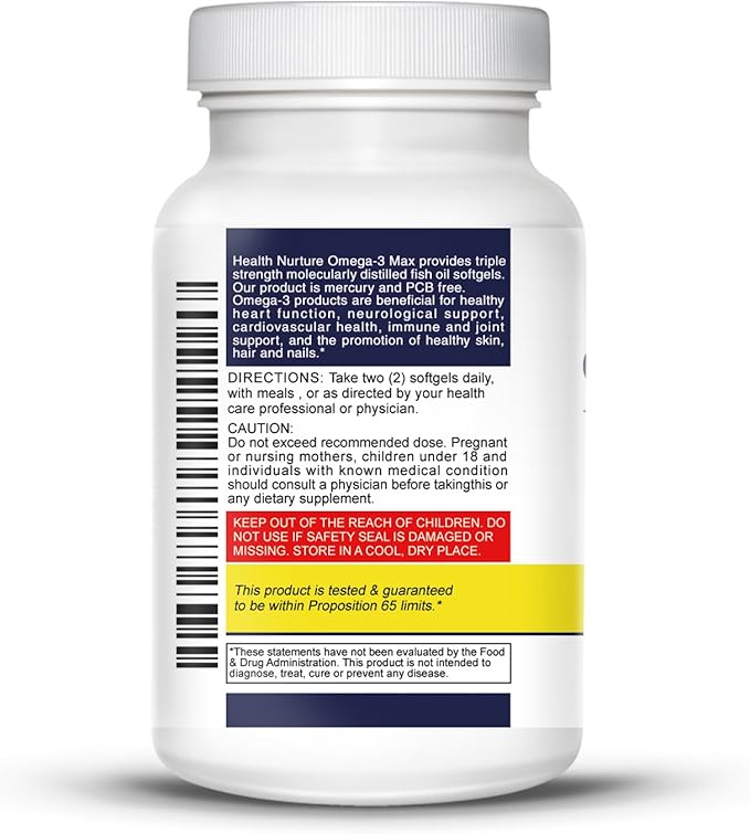 Fish Oil Omega-3 Maximum Strength 1500mg (800 EPA/600 Dha) Pharmaceutical Grade Fish Oil