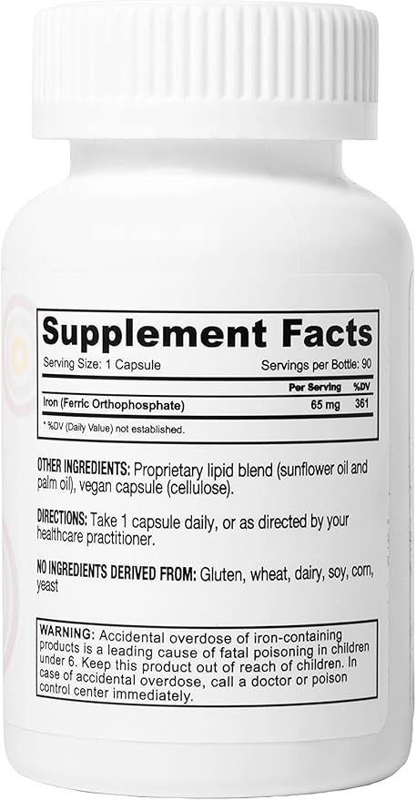 Core Med Science Liposomal Iron Supplement for Women &amp Men 65mg (90 Capsules) - Iron Absorption Vitamin Pills for Deficiency During Pregnancy - Easy to Swallow &amp Gentle on Stomach - Dairy-Fre