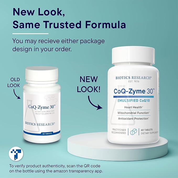 Biotics Research CoQZyme 30 Milligram of emulsified coenzyme Q10 CoQ10 Supplies Superoxide dismutase and catalase Two Important antioxidants 60 Tabs