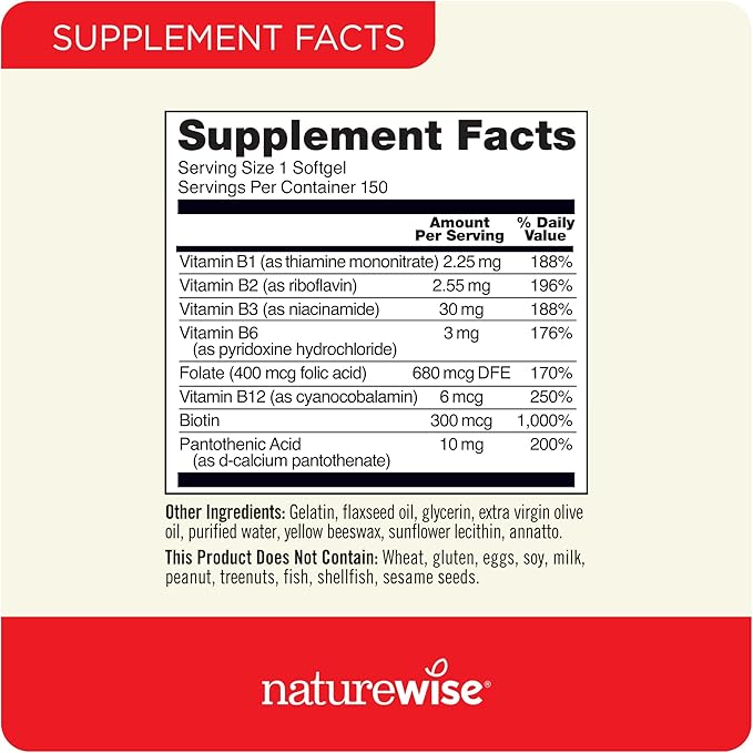 NatureWise 1000mg Omega 3 600mg EPA 400mg DHA with Vitamin E 180ct &amp Vitamin B Complex for Women and Men 150 Softgels[5-Month Supply]