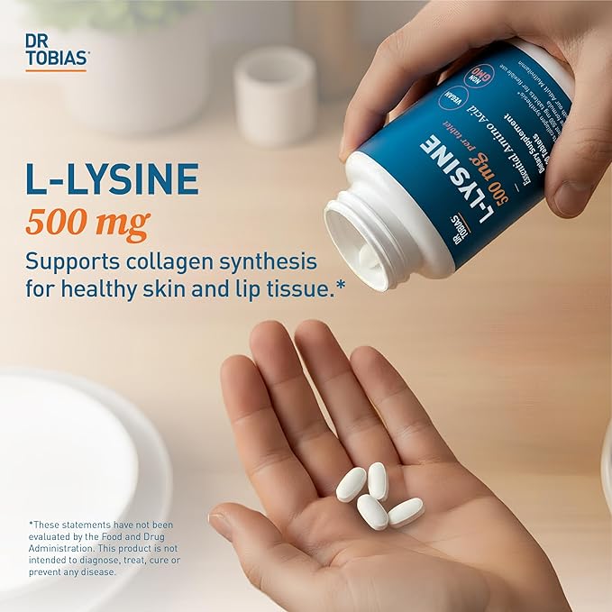 Dr. Tobias Omega 3 Fish Oil 2000 mg + L‑Lysine 500 mg Tablets – Triple Strength EPA/DHA for Heart &amp Brain Support with Essential Amino Acid for Collagen &amp Skin Health