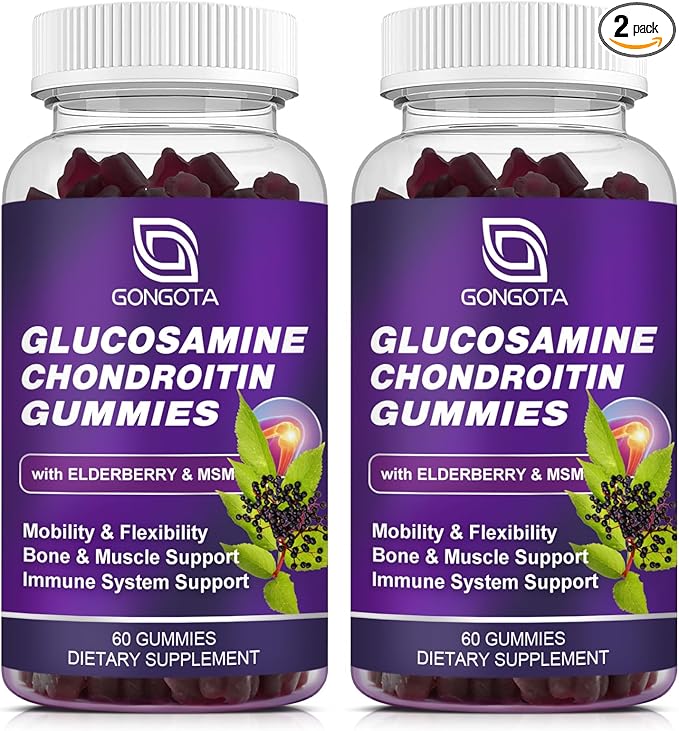 Glucosamine Chondroitin Gummies - 2- Pack Extra Strength 1500mg Glucosamine with MSM &amp Elderberry Flexibility Support Best Cartilage &amp Immune Support Supplement for Men and Women - 120 coun