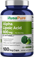 NusaPure Alpha Lipoic Acid 600 mg per Serving 180 Veggie Capsules (Vegetarian Non-GMO Vegan)