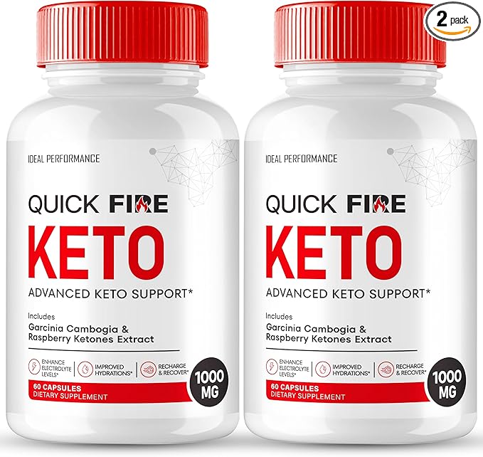 Quick Fire Keto Capsules QuickFire Advanced Formula Supplement Pills - Maximum Strength Quick Fire Health and Wellness Capsules All Natural Keto Pills QuickFire Keto Reviews (2 Pack)