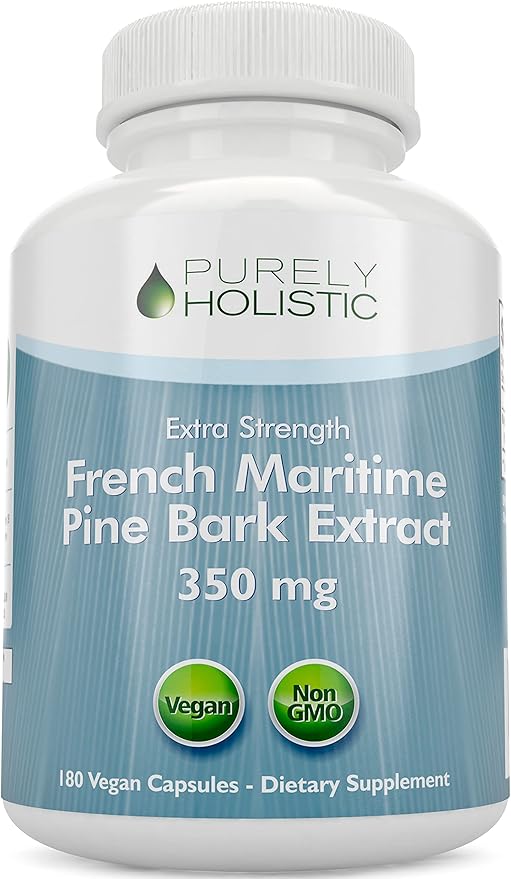 Purely Holistic Pine Bark Extract 350mg 180 Vegan Capsules 95% Proanthocyanidins - French Maritime Pine Bark Extract - Non GMO &amp Pesticide Free Antioxidant Supplement